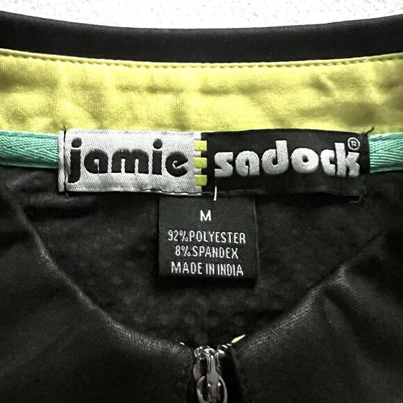 Jamie Sadock 1/2 Zip Golf Shirt Black Gray Texture Teal Aqua Sleeveless Polo M - Picture 6 of 11